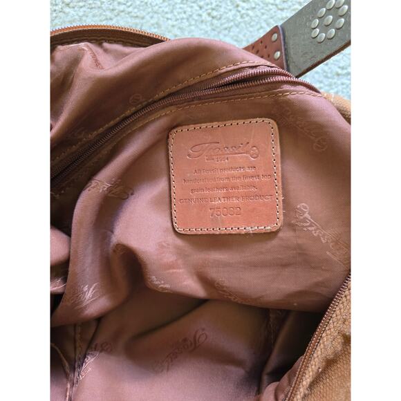 Fossil 75082 Western Canvas Hobo Shoulder Bag‎ Camel Color - Picture 7 of 8